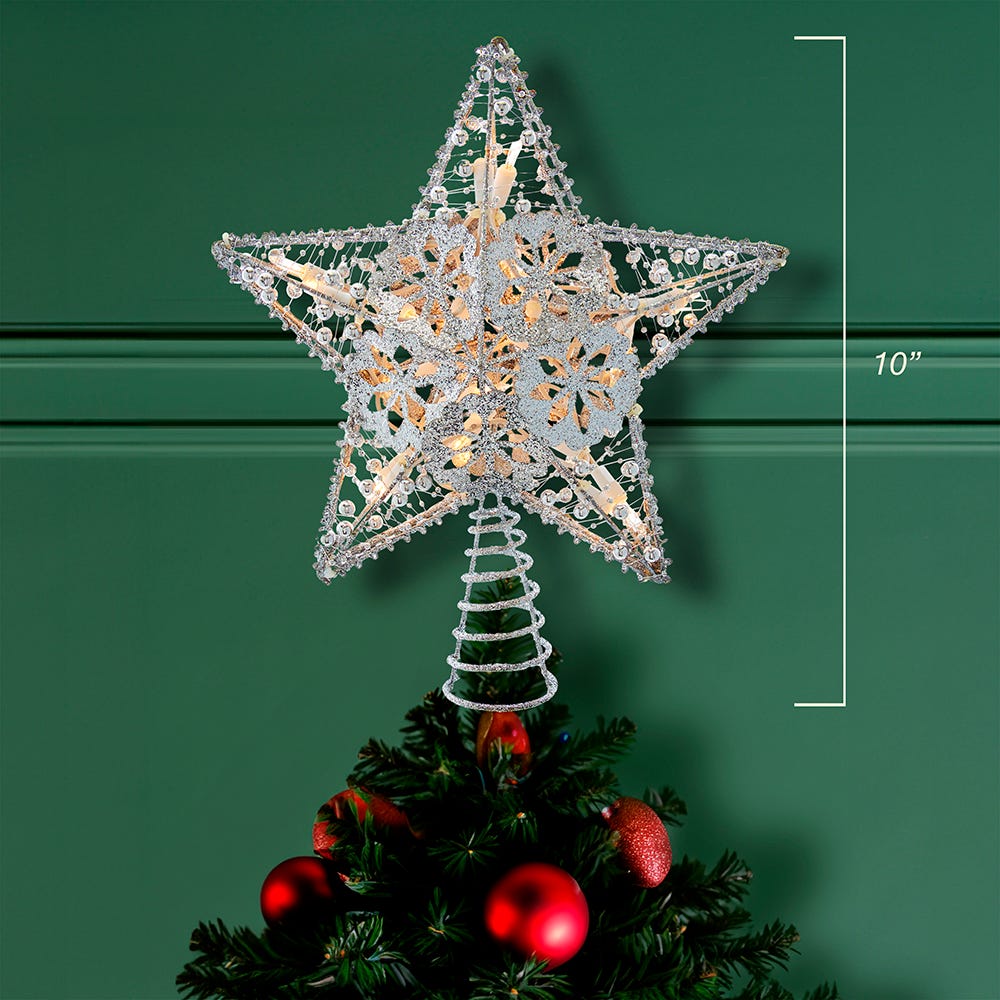 Kurt Adler 10-Inch 20-Light Silver Star Tree Topper